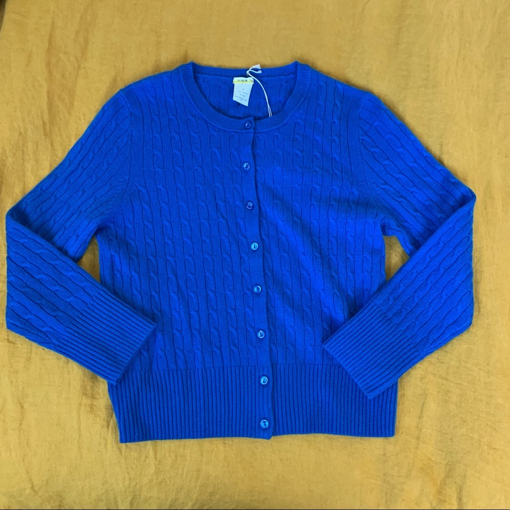 NWT Cobalt Blue 3/4 sleeve cashmere cardigan J Crew S